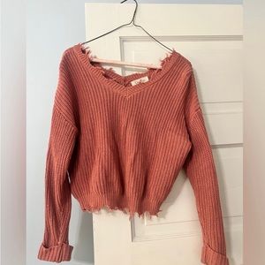 Pink knit cropped sweater